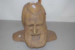 Contemporary pottery bust of a bearded gentleman signed Linda Simpson