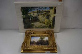 After Shayer - study of a pastoral scene with cattle, oil on board, gilt framed together with a