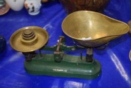 Vintage iron and brass kitchen scales marked Eastern Counties