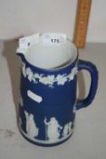 Wedgwood Jasper ware cylindrical jug with rope twist handle, 17cm high