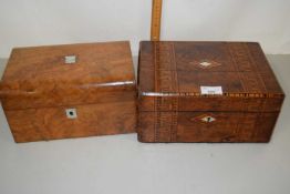 19th Century walnut jewellery box with internal lift out tray together with a further inlaid box (