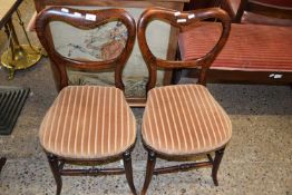 Pair of Victorian simulated rosewood balloon back dining chairs
