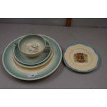 Mixed Lot: Susie Cooper floral dinner wares and a further Clarice Cliff coronation 1953 saucer