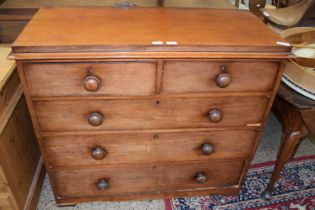 Victorian mahogany chest with two short over three long drawers, 111cm wide
