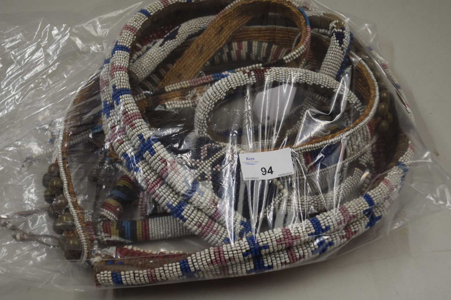 Group of native American Indian type beaded belts and related items