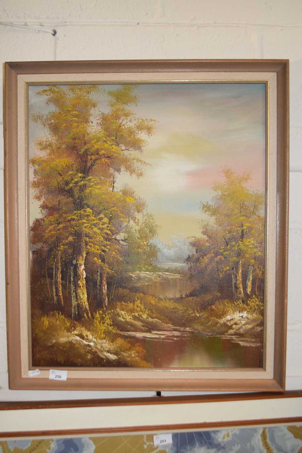 Contemporary school study of a woodland scene, oil on canvas