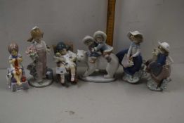 Mixed Lot: Lladro figures of children and a further similar Royal Worcester model Saturdays Child