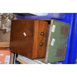 Mahogany box with brass handles and two other wooden boxes