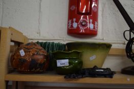 Mixed Lot: Glazed mixing bowl, planters and other items