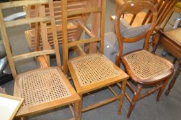 Pair of cane seated chairs together with another similar (3)