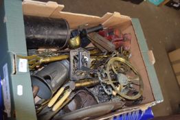 Mixed Lot: Assorted metal wares to include fire irons, pewter plate and other items