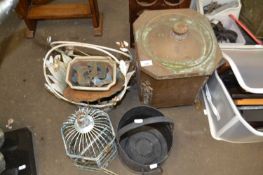 Mixed Lot: Two coal skuttles, bird cage, planter, pot stands etc