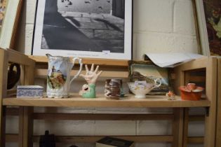 Mixed Lot: Miniature slip ware jug, commemorative items, lobster dish etc