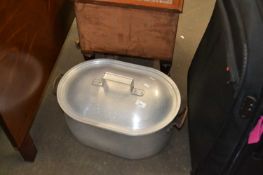 Large lidded oval galvanised pan