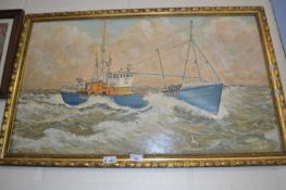Oil on board signed J Smith depicting the fishing boat Lynden