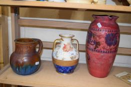 Denby Orient ware jug, a Wedgwood vase and a Rolle Quay Pottery vase (3)