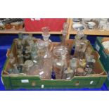 Quantity of assorted vintage glass bottles and glass decanters