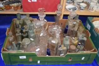 Quantity of assorted vintage glass bottles and glass decanters