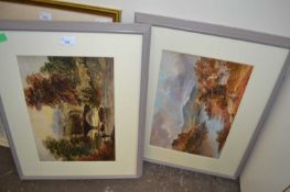 Pair of framed watercolour landscapes