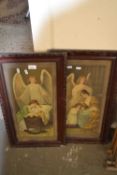 A pair of angelic prints, framed