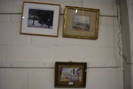 Architectural abstract by Muriel Inwood together with a watercolour and a photograph of her