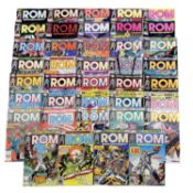A large collection of 1979 - 1984 ROM Spaceknight comic books by Marvel. Issues 1-3 / 17-22 / 24-