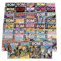 A large collection of 1979 - 1984 ROM Spaceknight comic books by Marvel. Issues 1-3 / 17-22 / 24-