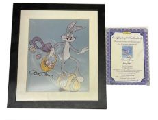 A colour print of Bugs Bunny, signed by Chuck Jones (director of the first feature-length Looney
