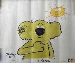 An original signed pen drawing of Roobarb (Roobarb and Custard) by artist/director Bob Godfrey. With
