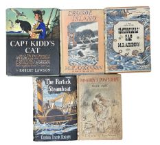 A collection of vintage hardbound children's books, to include: - Robert Lawson - Capt Kidd's