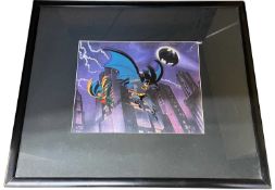 A framed and glazed over-painted cartoon still for Batman: The Animated Series. Framed size