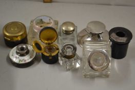 Quantity of assorted ink wells to include a silver capstan ink well and others