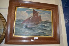 Ship at sea, oil on canvas, framed