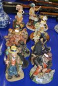 Quantity of pottery figurines, continental in Capodimonte style