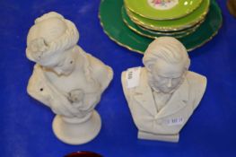 Parian ware bust possibley W H Goss of a Victorian gentleman plus one other