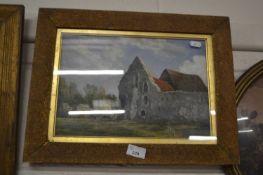 Study of a ruined Church, oil on board, framed