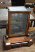 Small 19th Century mahogany mirror with drawer beneath, width approx 33cm