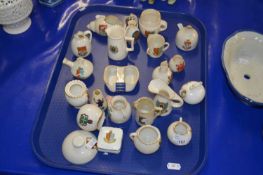 Tray of heraldic china by W H Goss with typical armorial and other decoration