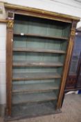Open bookcase with part gilt decoration, circa early/mid 19th Century, approx 113cm max