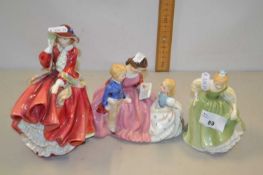 Three Doulton figurines to include Top O' The Hill, Fair Maiden and The Bedtime Story (3)