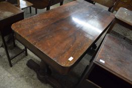 Victorian mahogany side table raised on heavy turned legs with two drawers beneath, length approx