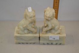 Pair of soapstone dragons on rectangular bases