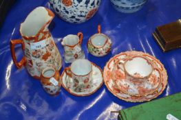 Group of Japanese porcelain Kutani wares together with an English porcelain cup and saucer and