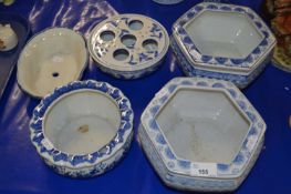 Group of ceramic items including two hexagonal jardinieres, bowl and further items