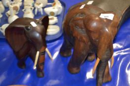 Pair of carved wooden elephants