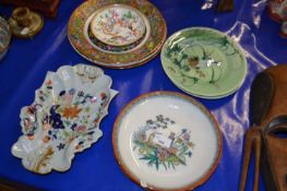 Further group of ceramic items including a shaped Masons dish, two Japanese plates, the ground