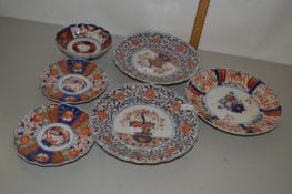 Quantity of Japanese porcelain Imari plates and small bowl