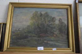 Landscape, oil on canvas in gilt frame