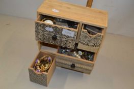 Modern jewellery cabinet and contents (costume jewellery)