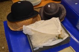 Quantity of hats and silks including a bowler hat by Smith Boughen, Norwich